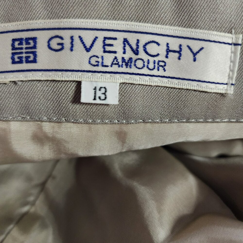 Givenchy Glamour Vintage Cupro Midi Pencil Skirt Size 13 Khaki Beige - Picture 2 of 6